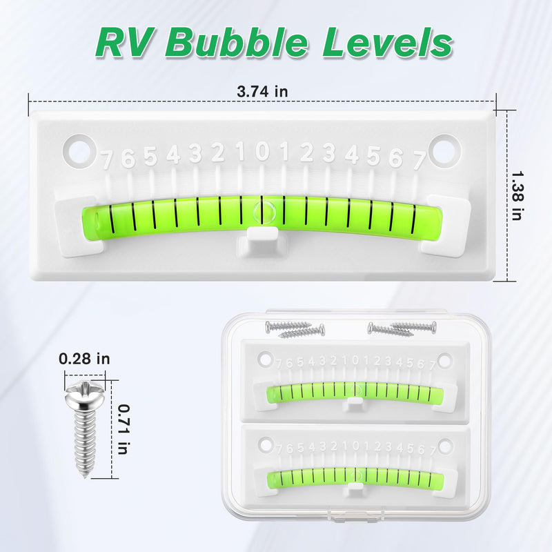 HooLing RV Level Bubble, Graduated Scale Levels for Precision Leveling, Stick on Leveling System for RV, Camper, Trailer and Caravan, High Visibility Bubble Level (White,4 Pack) 4 White