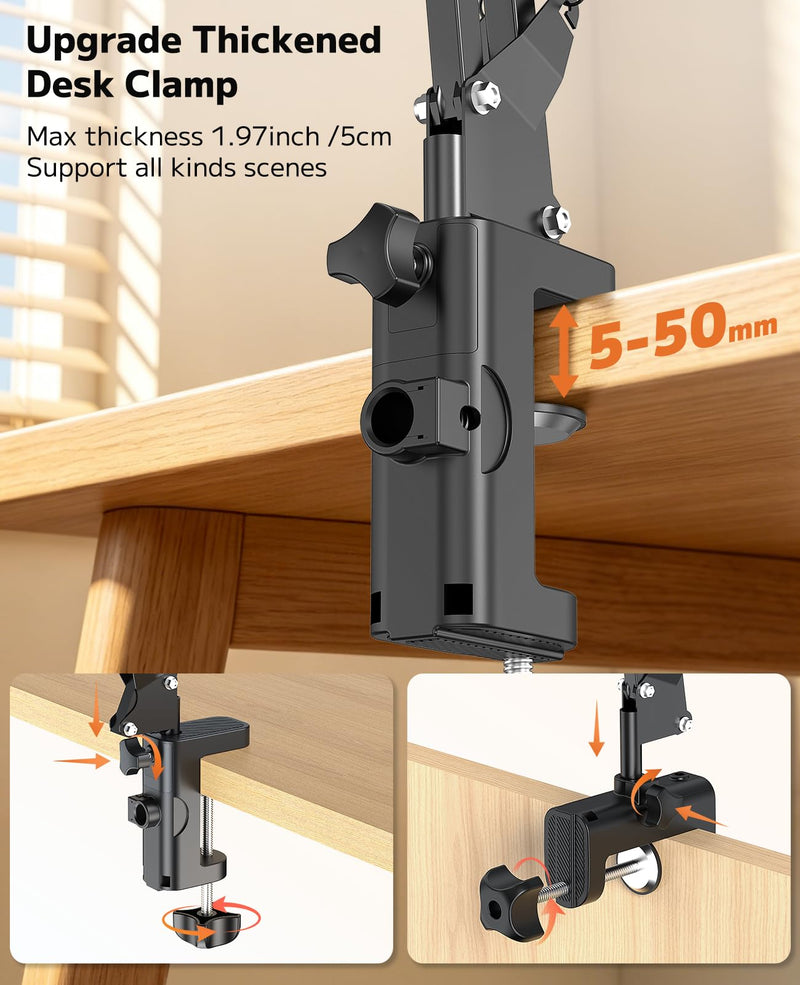 VRIG Magnetic Wireless Charger Phone Stand for Bed Desk Flexible Long Arm | Magsafe Overhead Phone Mount Stand for Desk, Adjustable Bedside Laying Down Magic Arm Clamp for iPhone, Vlogging, Drawing Wireless Charger Stand