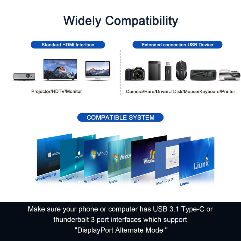 QGeeM USB-C 7-in-1 Dongle with 100W PD, 3x USB 3.0, SD/TF Card Reader, Compatible with MacBook, iPad, Dell XPS & More - Black