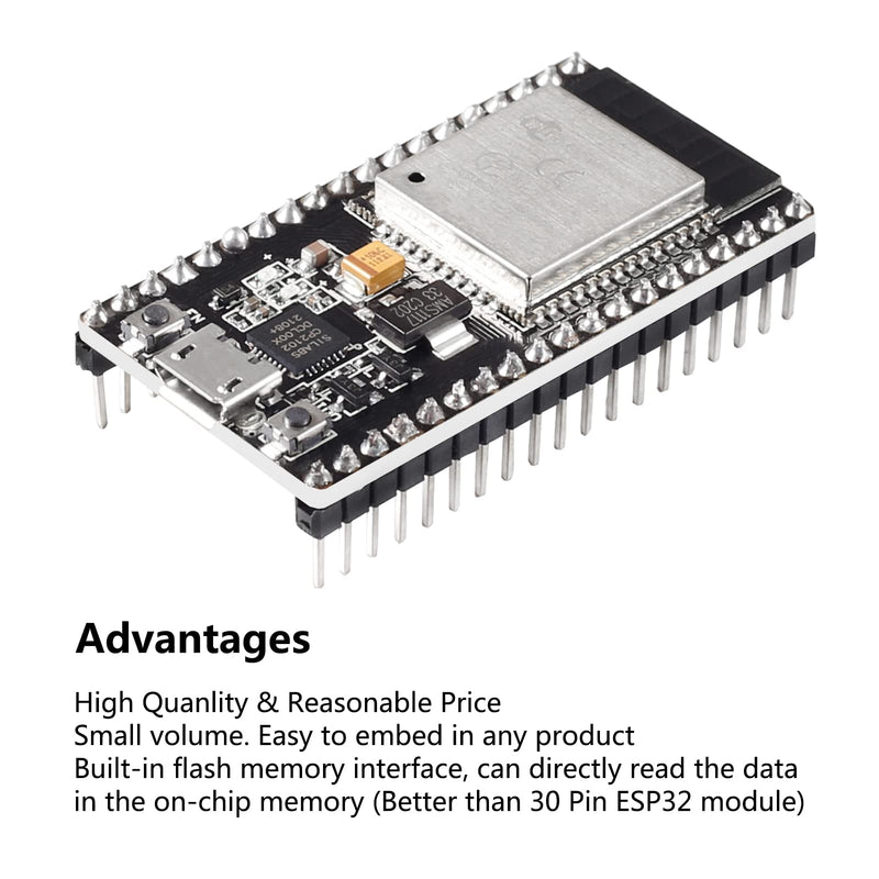 5Pcs ESP32 Development Board CP2102 Chip 38Pin Narrow Version WiFi + Bluetooth Microcontroller Dual Cores ESP-32 ESP-32D Board ESP-WROOM-32 2 in 1 Dual Core Low Power Consumption ESP-32 5pcs micro usb