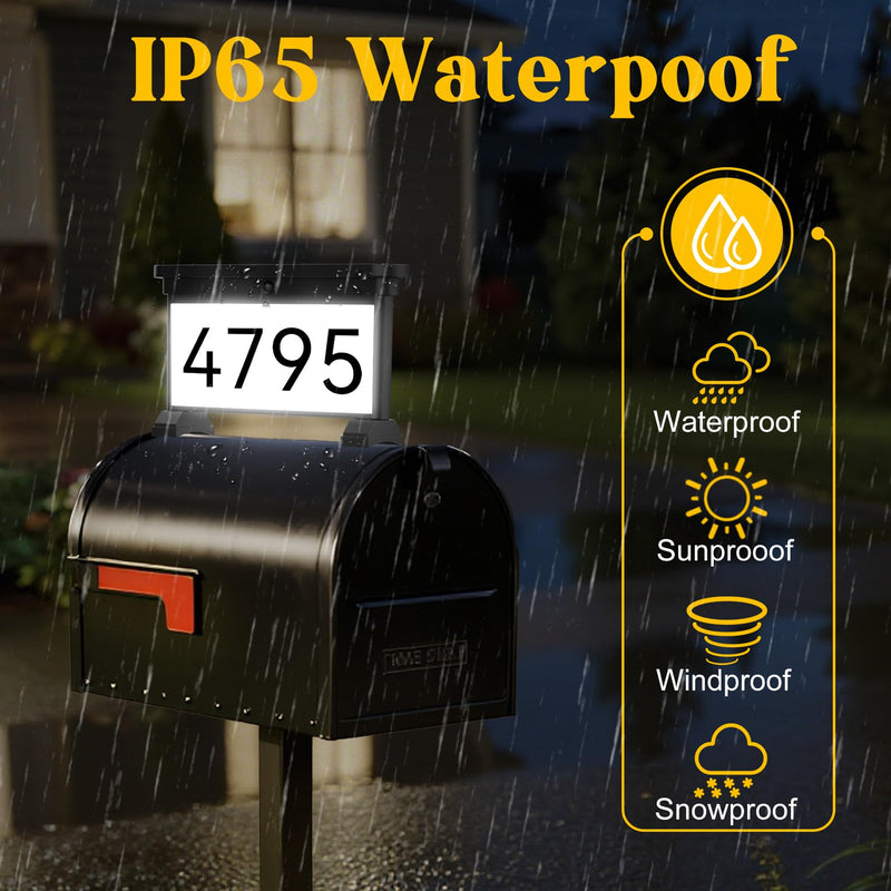 LumiZen Solar Address Sign,Double-Sided 3-Color Lighting LED Mailbox Number Plaque,Waterproof Outdoor Address Plaque for Mailbox Topper, Address Numbers House Numbers