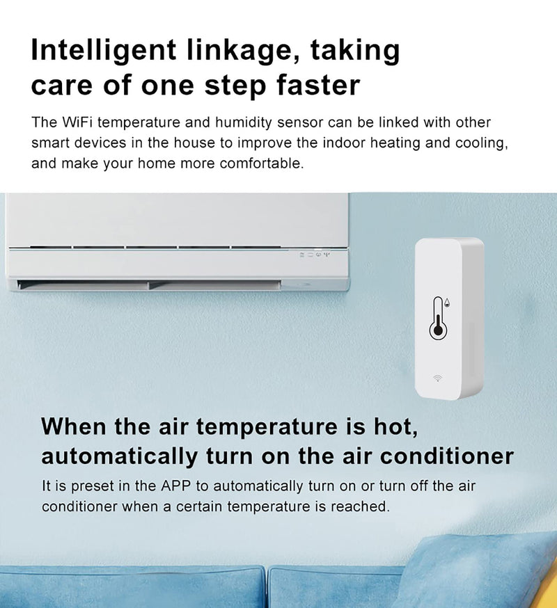 4-Pack WiFi Temperature Humidity Sensor: Wireless Temperature Humidity Monitor with App Alert, Free Data Storage Export, Smart Indoor Thermometer Hygrometer Compatible with Alexa Google Assistant 4-Pack