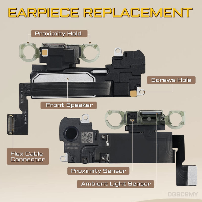 for iPhone Xs MAX Earpiece Front Speaker Replacement Repair 6.5" OEM Ear Module Ambient Light Sensor Proximity Sensor Connector Fix Tools Kit XSMAX A1921 A2101 A2102 A2103 A2104