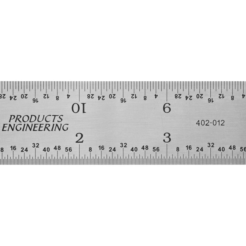 PEC Tools 12" Rigid Metal Ruler, Made from Premium Stainless Steel, 4R Graduation (1/8", 1/16", 1/32", 1/64"), Fully Hardened and Tempered Machinst Rule, Made in USA
