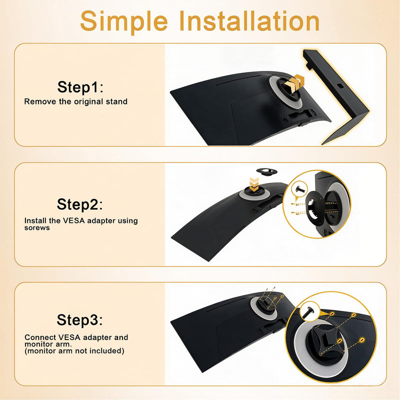 VESA Mount Adapter Compatible with Samsung Odyssey G7 and G6 Monitors | Odyssey VESA Adapter for 27" 28" 32" 49" G65B G70A G70B G75NB G75T G77T 49" CJ890 CRG9 CHG90 S95UA Monitor, Metal Wall Mount