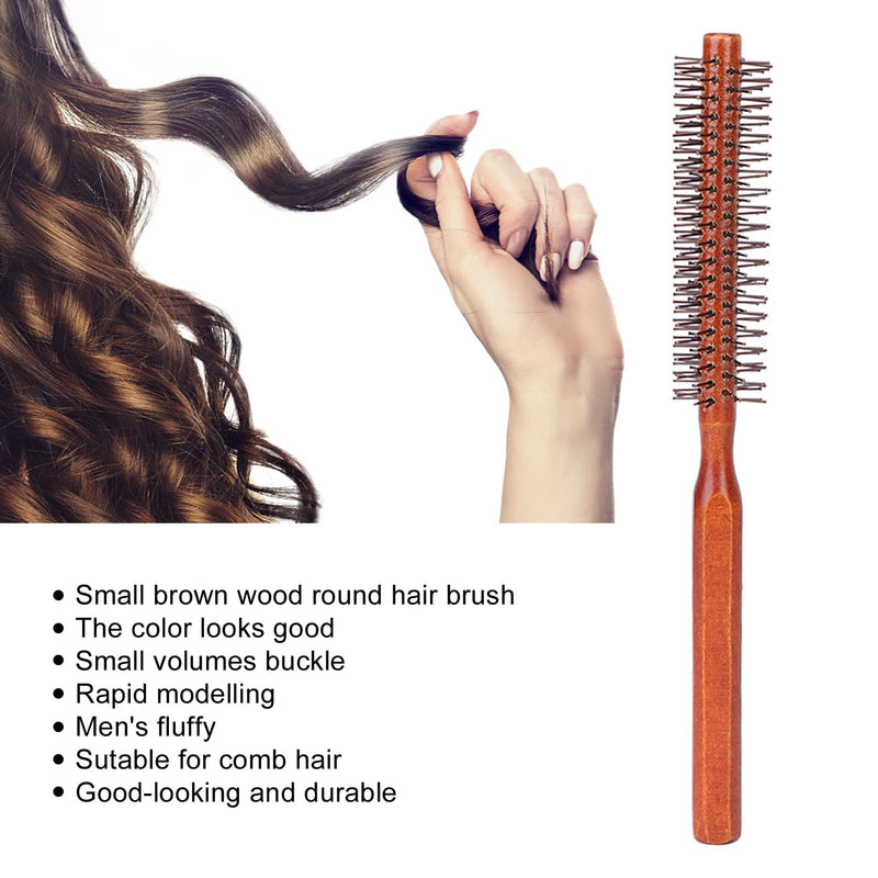 Small Round Brush for Short Hair, Mini Quiff Roller for Women and Men, Bangs Beard Styling Lifting Curling Blow Dry Hair Brush 8.3x1.0in