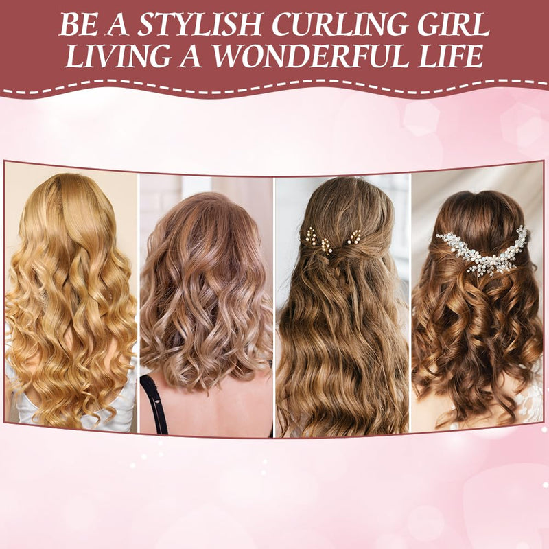 LOPHE 3 Pcs Heatless Hair Curler, Heatless Curls Blowout Rods Headband for All Hair Types, Soft Hair Roller Rods with Hook, Overnight Heatless Hair Curlers, Women Long Hair Styling Tools, Pink 3Pcs-Pink