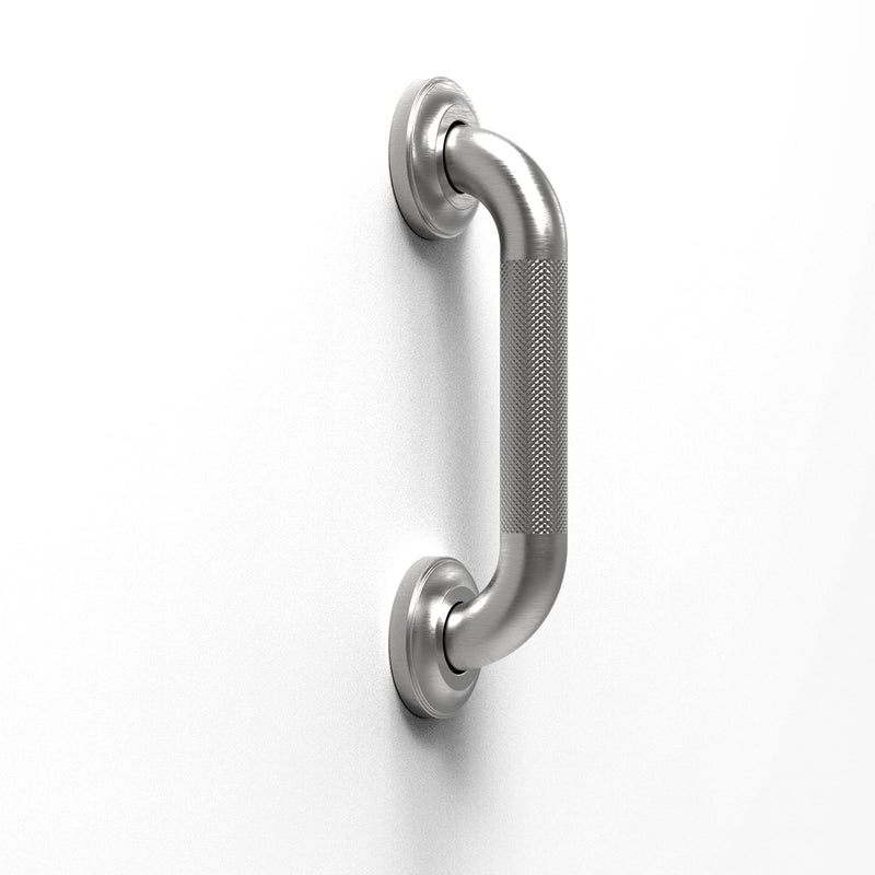 1-1/4" Knurled Grab Bar, ADA Compliant Bath Safety Shower Handrail, Bathroom Mobility Aid Handle for Seniors and Disabled, Heavy Duty 500lbs Support 9in Brushed Nickel