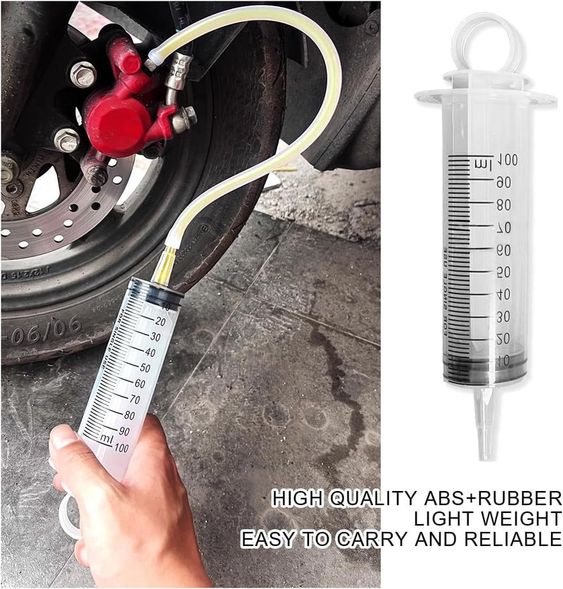 Brake Bleed Kit Fluid Bleeder Pressure Motorcycle Hydraulic Disc Clutches Oil Bleeding Extractor Reverse Bleeder Tool 100ml Syringe 50cm/19.69Inch Hose Universal Motorbike Scooter Maintenance