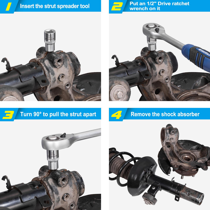 Spurtar Strut Spreader Tool 5.5 x 8.2 mm Suspension Strut Spreader Socket 1/2" Drive Shock Absorber Socket Fit for BMW, VW, Audi, Ford, Peugeot, Renault, Seat, Skoda Most Car Model 5.5x8.2mm