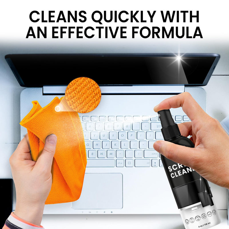 Screen Cleaner Spray - TV screen cleaner spray and Microfiber cloth kit, Computer Screen Cleaner & Car Screen Cleaner for TV, Monitor, Laptop, MacBook, iPad, iPhone and Electronic Devices - 8oz(4ozx2)