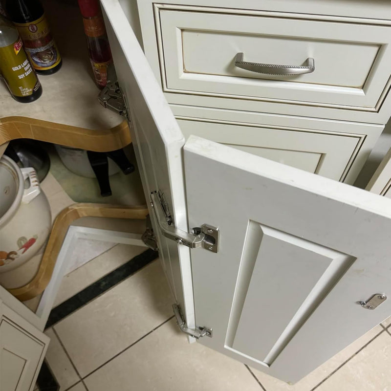 2 Pair 135 Degree & 165 Degree Frameless Cabinet Doors Hinges | Kit for Pie Corner Cabinets,Hidden Lazy Susan, Clip On, Smooth Slow Close, Concealed Mount for Bi-fold Door, Kitchen Cupboard silver-135° &165° 2