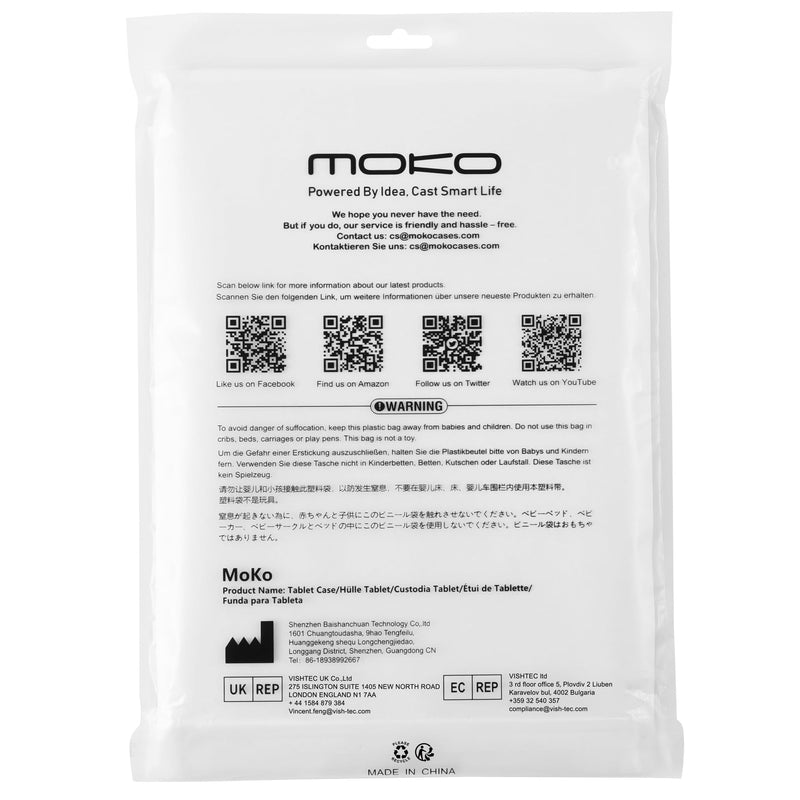 MoKo for iPad 11-inch (A16) 11th Generation Case 2025/ iPad 10th Generation Case with Pencil Holder 2022 10.9 inch, Built-in Screen Protector Clear Back, Multi Angle Viewing Stand, Notebook Black