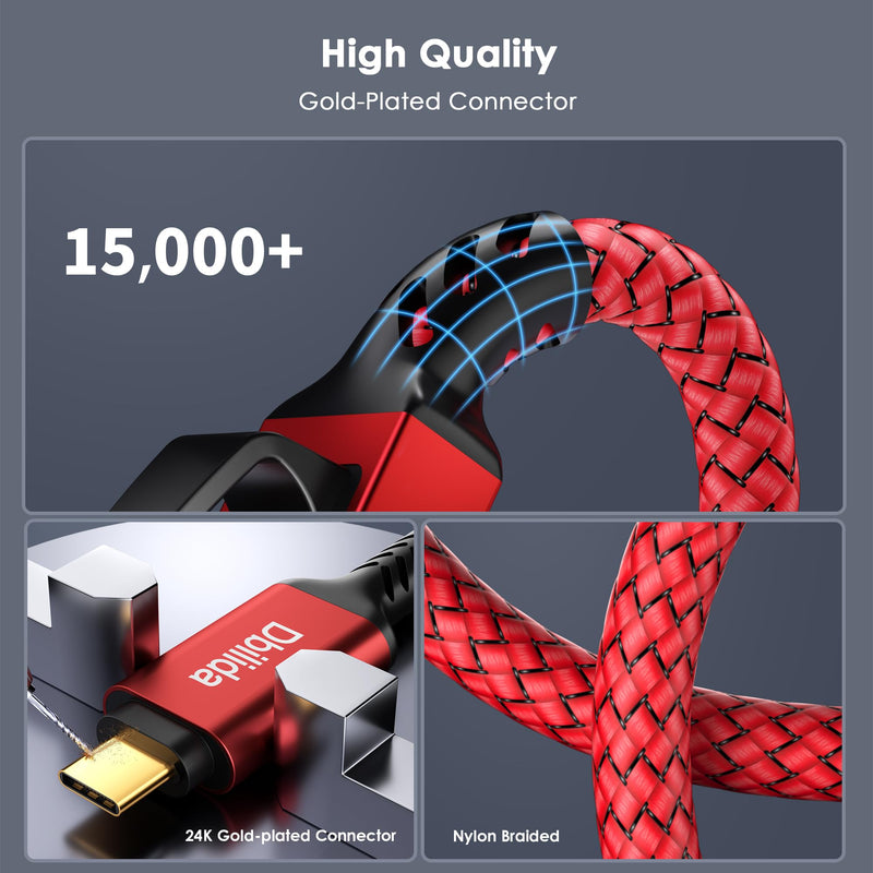 USB C to Ethernet Cable 25 FT - 2 in 1, USB A/C to RJ45 Cable, 1Gbps Braided Ethernet to USB C Cable, Type C to RJ45 Ethernet for Thunderbolt 4/5, MacBook Pro/Air, iPhone 16/17, XPS, Galaxy S24 25FT
