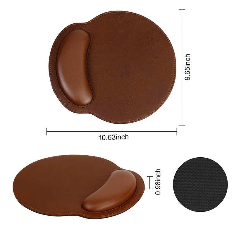 RICHEN Ergonomic PU Leather Keyboard Wrist Rest and Mouse Pad with Wrist Support, Memory Foam Set for Computer/Laptop,Gaming and Office, Comfortable for Easy Typing & Pain Relief (PU Brown) Pu Brown