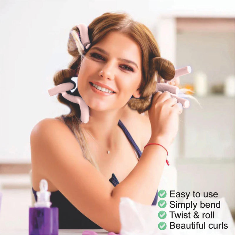 Curlers Hair Rollers Flexi Bendy Foam Roller Flexible Curling Rods Heatless Curlers Long Short Medium Hair No Heat For Sleeping Styling Hair Rollers Salon Diy 12 Pieces Blue 15 mm