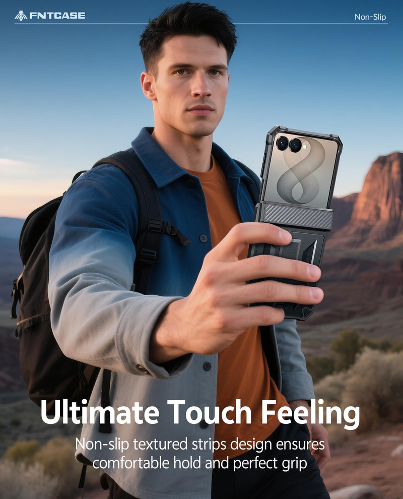 FNTCASE for Samsung Galaxy Z Flip 8 Case with Belt Clip Holster Kickstand | Hinge Protection, Screen Protector, 20FT Military Grade Drop Proof Heavy Duty Rugged Shockproof Protective Phone Cover Black For Galaxy Z Flip 8 6.9 Inch