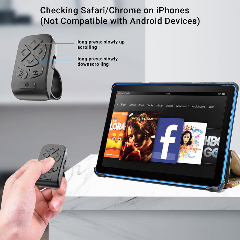 Scrolling Ring Remote for TikTok & Phone Camera, Compatible with iPhone | Hands-free TikTok YouTube Shorts Video Scrolling, Kindle App Page Turner, for iPad Android Tablets for Bed Reading Travel