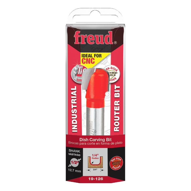 Freud 19-126: 1/4" Radius Dish Carving Bit with 1/2" Shank