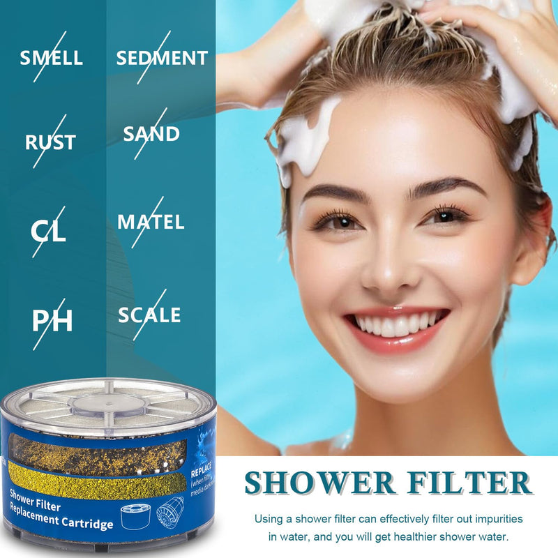 4-Pack Replacement Shower Filter Cartridge Compatible with Sprite Slim-Line SLC-R Wall-Mounted Filtered Shower Head,Water Softener Filter for Hard Water Reduce Chlorine and Harmful Substances 4