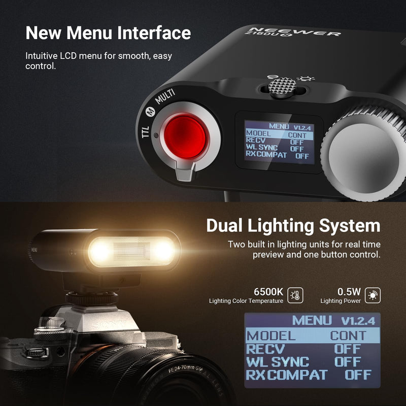NEEWER Z160U-S Camera Flash Speedlite Compatible with Sony, Compatible with Godox, 18Ws GN14 6000K TTL 1/8000 HSS On Camera Flash Light with USB C 1100mAh Battery 1.4s Recycle 1100 Full Power Flashes
