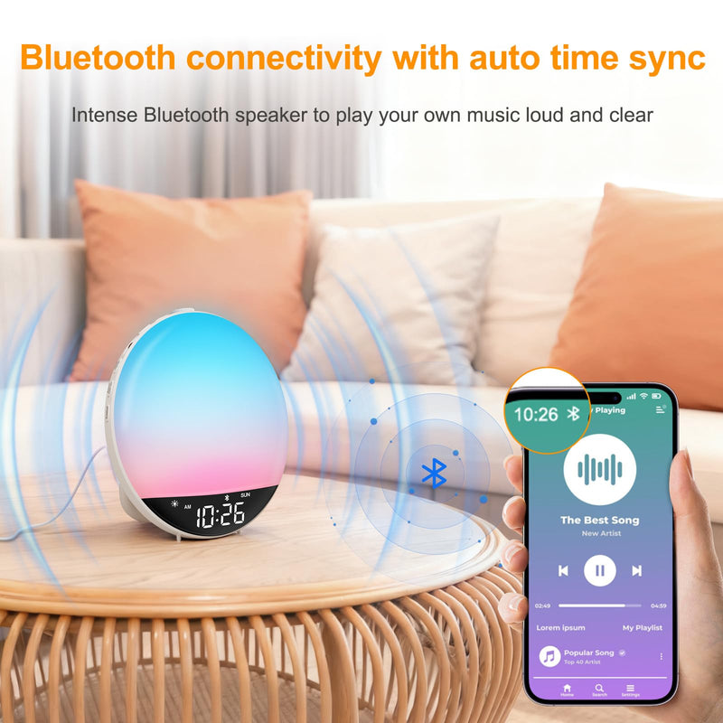 DreamSky Digital FM Radio with Bluetooth Speaker and Sleep Timer, Hi-Fi Clear Loud Sound, Wake up Light Sunrise Alarm Clock for Bedroom, Dimmable Night Light, USB Port, Small Gifts for Kids Seniors