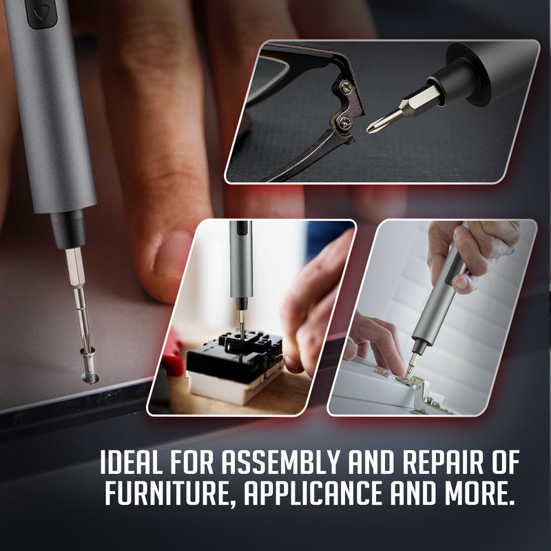 Mini Electric Screwdriver Set, 3.7V Cordless Screwdriver Set USB-C,71 S2 Preicison Bits,2 Torque Settings,Led, Magnetic Power Screwdriver Repair Tool Kit for PC RC Elect