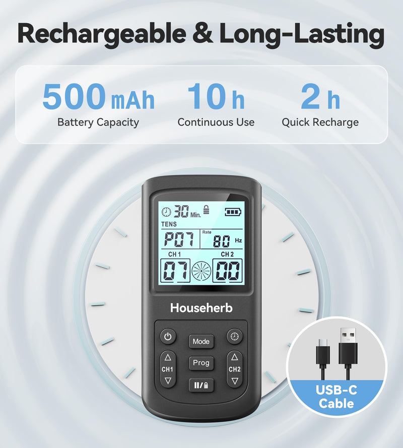 TENS Unit Muscle Stimulator for Pain Relief, 3-in-1 EMS TENS Machine with 28 Modes, 40 Intensity Levels, Dual Channel Rechargeable Massager with 8 Pads for Back, Neck, Shoulder, Sciatica