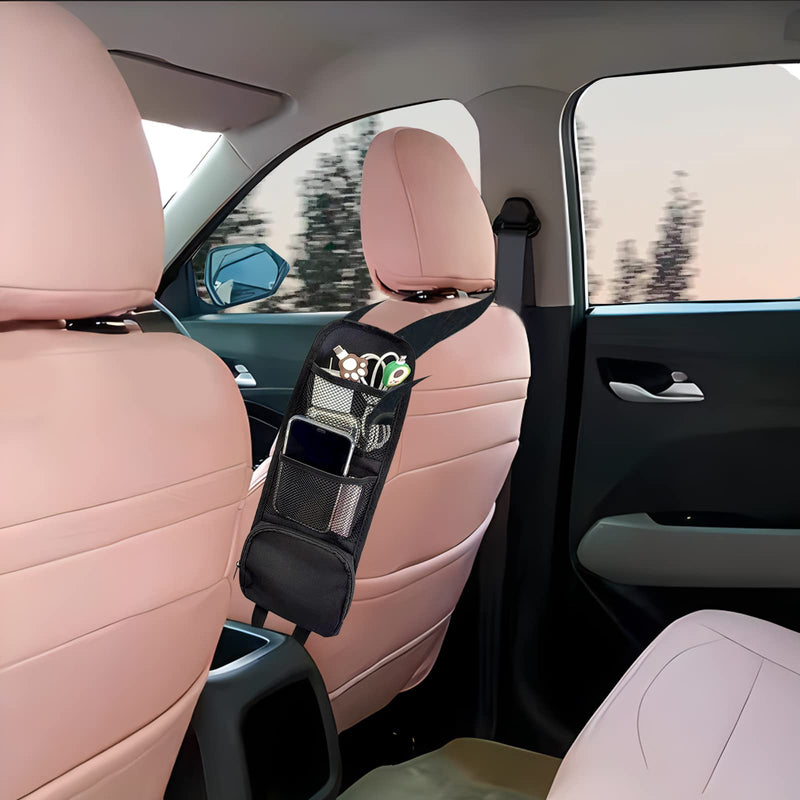 QUICTO Car Seat Storage Hanging Bag, Multi-Pocket Seat Side Organizer, Car Multifunctional Storage Mesh Net Pocket, Can Hold Mobile Phone, Wallet, Glasses, Suitable for Cars, SUVs, Trucks 1