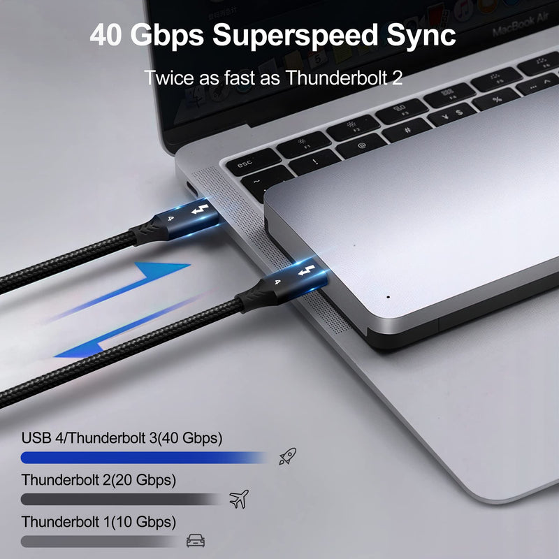 USB-C 3.3FT Cable for Thunderbolt 4/3 - 40Gbps Data Transfer, 8K@60Hz, 100W Charging - Compatible with MacBook Pro, Docking, Hub, eGPU, SSD, Monitor 1 Meters