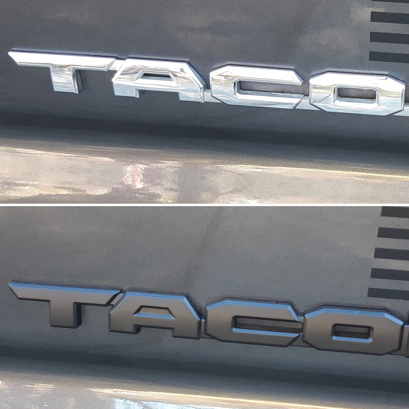 Blackout Emblem Overlays 3Pcs Compatible with Tacoma 2016 2017 2018 2019 2020 2021 2022 2023 2024 2025 ABS Plastic Badge Emblems Overlay 241229 with Strong Adhesive Matte Black For 2016-2025