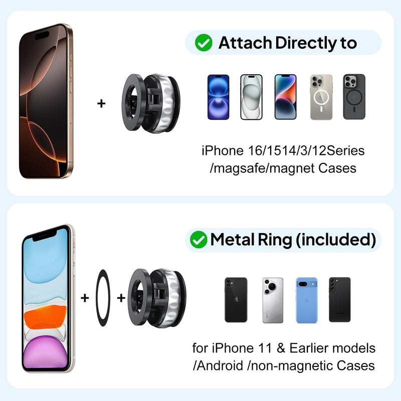 Car Phone Holder Mount for Your Car 360° Rotation Magnetic Phone Holder with Strong Suction Hands-Free Dashboard Car Accessories for Travel and Daily Use Black