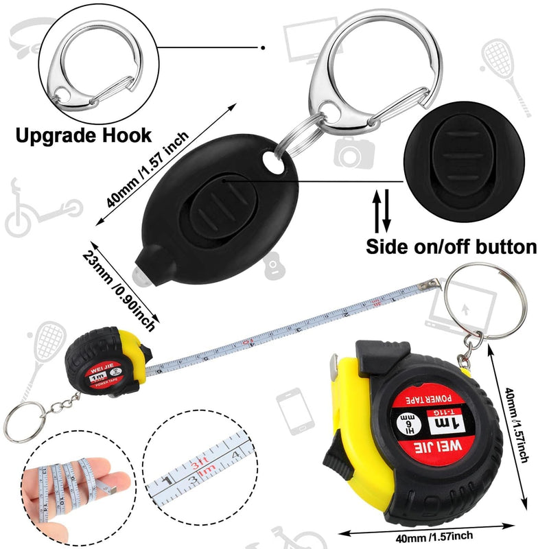 Jutom 36 Pcs Mini Screwdriver Keychain Retractable Measure Tape LED Lights Keychain Set Back School Gifts Bulk for Adult Men (Colorful) Colorful