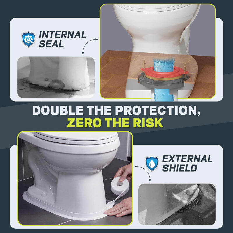 boeemi Toilet Flange Repair Kit with Elastic Wax Ring TF02-RI- Premium Toilet Seal and Gasket Replacement (with Sealing Caulk Tape) TF02-RI Flange Kit