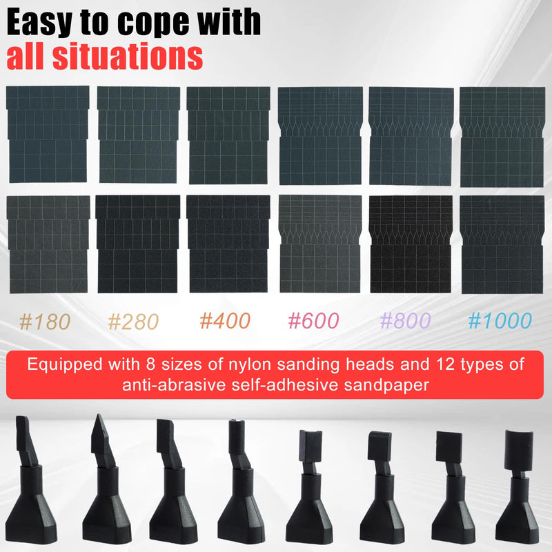 Electric Reciprocating Sander Mini Pen Detail Sander Tool USB Quick Charging Sanding Pen Portable with 8pcs Sanding Head Self-Adhesive Sandpaper 3 Gears Adjustable for Grinding Polishing