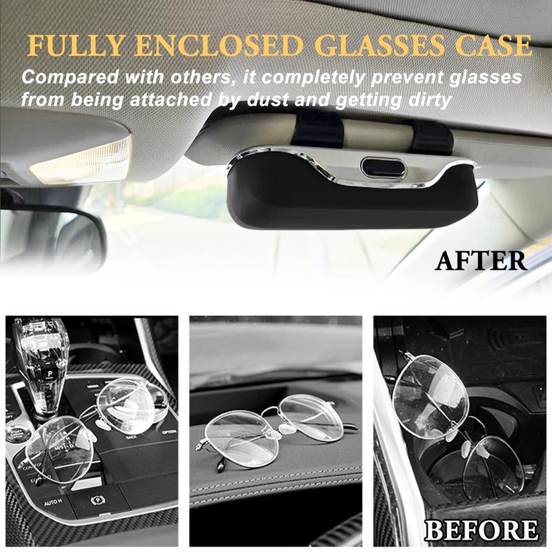 Sunglass Holder for Car Visor Clip, Car Accessories Visor Glasses Holder, Vehicle Visor Accessories Sunglass Holder, Car Sunglass Holder Suitable for Truck and Sedan to Place Sunglass (Black) Black
