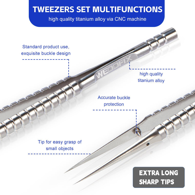 Precision Titanium Tweezers Silver with Fine Pointed Tips Non-magnetic Microscope Tweezers for Micro Soldering Work Watch Repair Electronics Maintenance Crafting