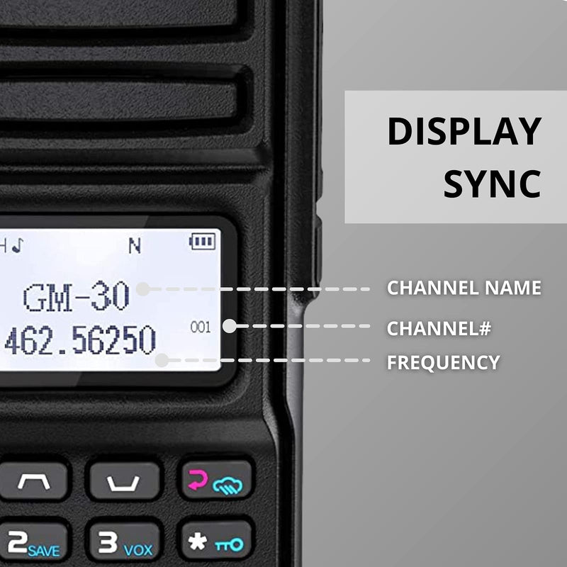 2 Pack Radioddity GM-30 GMRS Radio, Handheld 5W Long Range Two Way Radio for Adults, GMRS Repeater Capable, Display Sync, USB Programming Cable + 2 Pack RD-203 Waterproof Speaker Mic