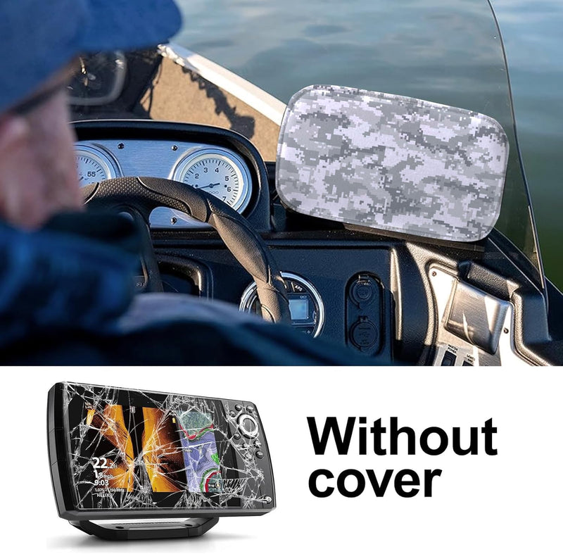 Helix 5 Cover, Waterproof Fish Finder Cover, Compatible with UC H5/ Helix 5 Screen Cover, Made of Neoprene Protects Your Screen and Device from Sun and Adverse Weather Damage (Camouflage White) Camouflage White