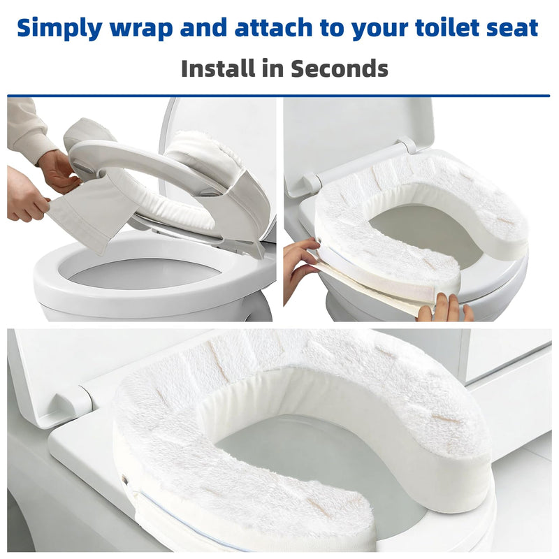 Toilet Seat Riser Cushion, 3-Inch Padded Toilet Seat Cushion for Seniors, Firm High-Density Foam with Secure Fastening, Stable and Non-Slip, Fits Standard and Elongated Toilets White 3 Inch Plush