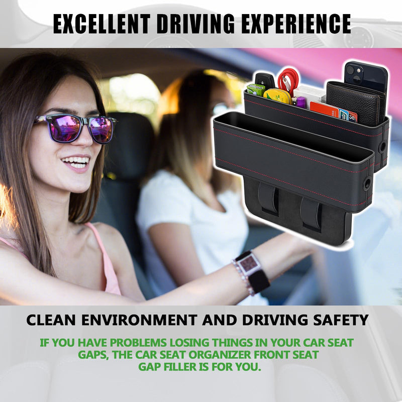 Car Side Seat Gap Filler, 2 Pack Multifunctional Car Seat Organizer, Auto Seat Organizer Car Seat Gap Filler Organizer Storage Box Back Seat Console, Side Seat Organizer Front Seat Hold Phones, Coins New Version