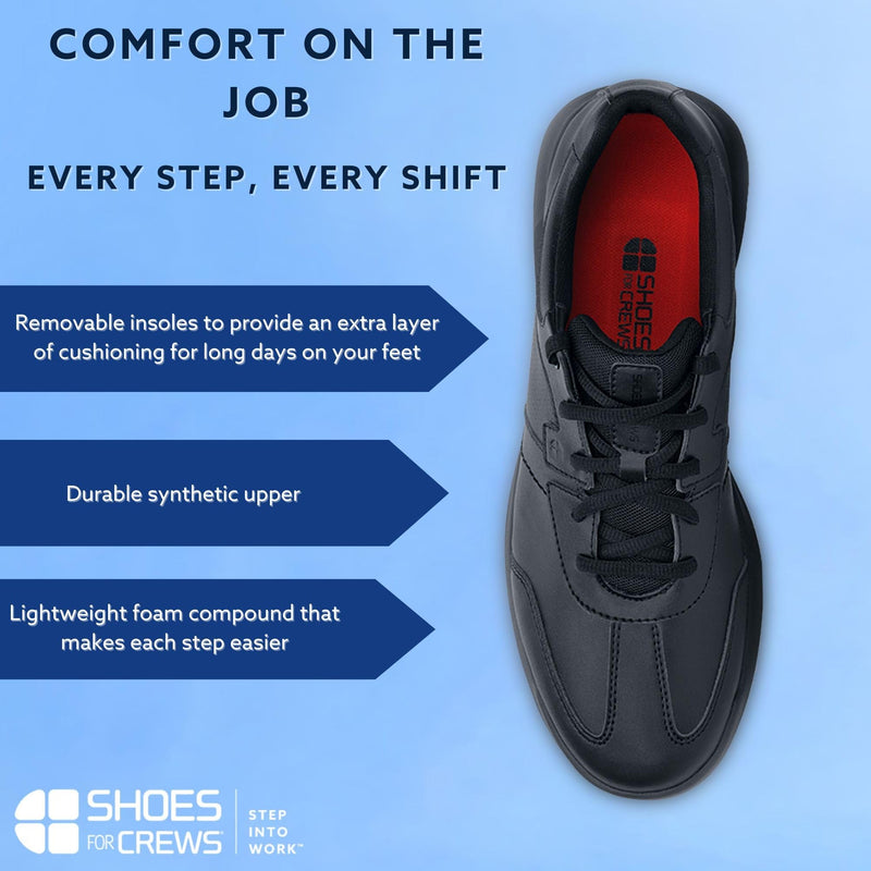 Shoes for Crews Men's Slip-Resistant Work Sneakers – Comfortable, Non-Slip Men's Shoes for Restaurants, Healthcare, Retail, Hospitality & More - Freestyle II 10.5 Black