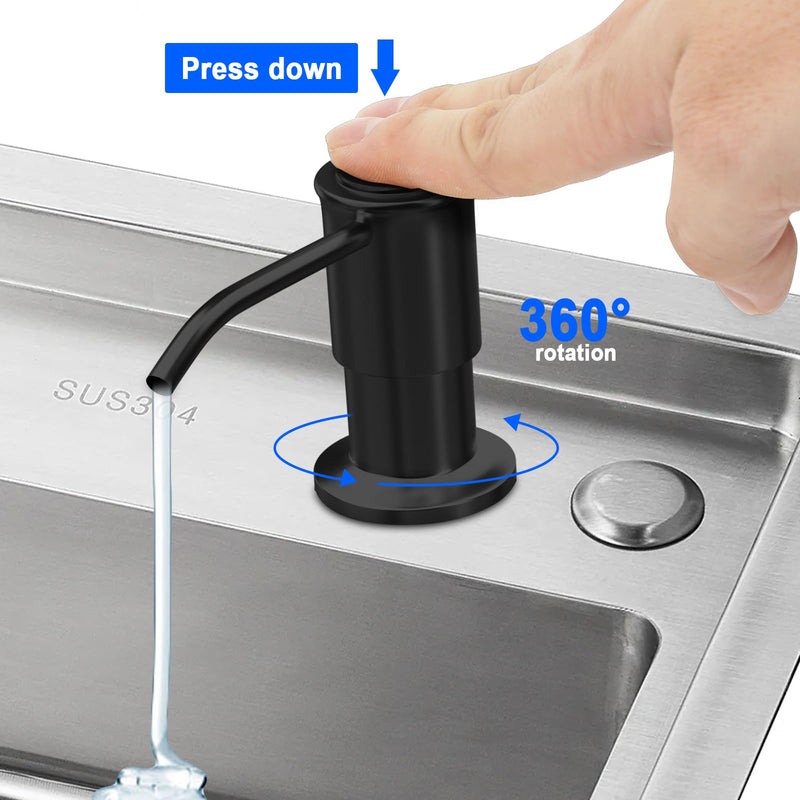 Soap Dispenser for Kitchen Sink, Kitchen Sink SoapDispenser Pump, Refill from The Top, Sink Soap Dispenser with 17OZ Large Liquid Bottle, Black (2 Scrub Sponges)