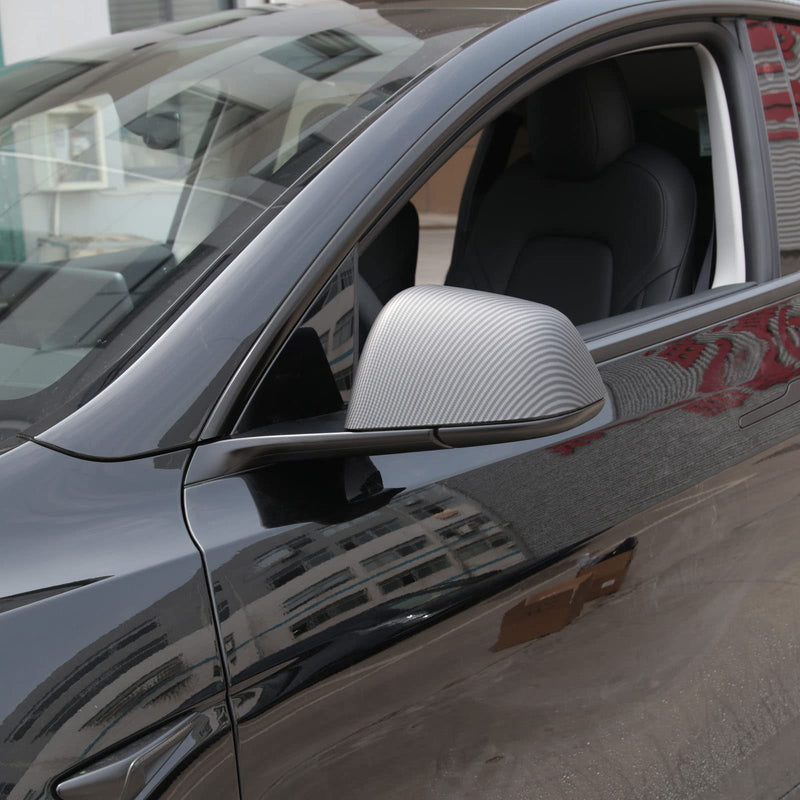  [AUSTRALIA] - ABS Matte Carbon Fiber Style Rearview Mirror Guard Cover Door Side Moulding Trim Exterior Accessories Compatible with 2021 2022 2023 2024 Tesla Model Y Matte Carbon Fiber(Model Y)