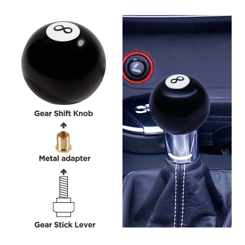 Shift Knob Manual Gear,Round Shift Knob Acrylic Gear,4 5 6 Speed Universal Shifter Knobs with 3 Adapters,Fit for Manual Car M 8 * 1.25, M 10 * 1.25, M 10 * 1.5, M 12 * 1.25 (Black8) Black8
