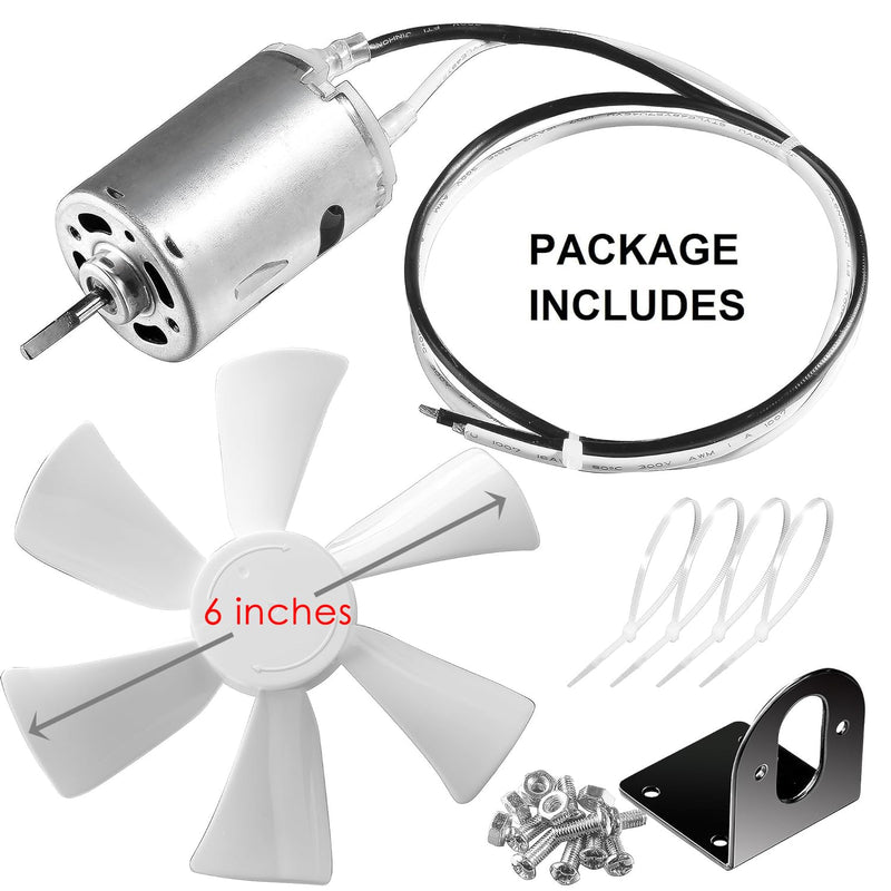 PlusRoc RV Vent Fan Replacement 6 inches RV Exhaust Bathroom Ventilation Roof Ceiling Fan 12V D-Shaft Motor White Blades Compatible with Heng's Elixir Jensen, 130 CFM D Shaft Large Motor (130CFM)