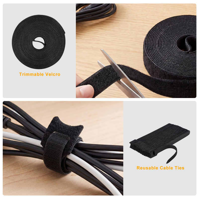 285 PCS Cable Management Kit - for Computer TV Under Desk - Black | cable organizer electrical cord management