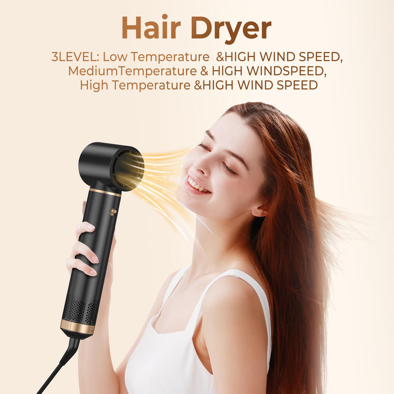 Hairstyer 5 in 1 Hair Styler Air Brush Airbrush 5 in 1 Air styer | Airstyler Multi-Blow Dryer Brush Set with Curl, Straighten, Wavy, Smooth, Magic Styler for All Hair Types and Lengths Black
