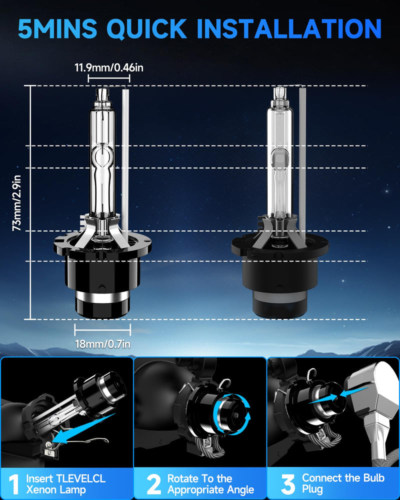Fit for Lexus 2006-2015 IS250 IS350 2008-2012 LS600 LS600H LS600HL D4S HID Xenon Headlight Bulbs, Upgraded High Low Beam Brighter 35W Bi-Xenon Light Bulb Replace, 6000K Cool White, Pack of 2 D4S-6000K