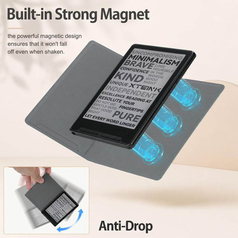Magnetic Case for 3.7" Xteink X3,PU Leather Cover,Thin & Lightweight,Magnetic Closure (Velvety Black) Velvety Black